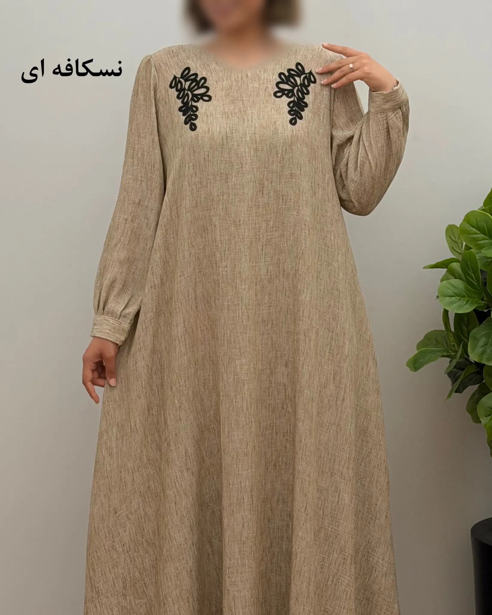 پیراهن مانتویی لینن زارا گلدوزی